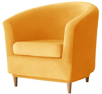 ABZDUNG Chesterfield 1-Sitzer Samt-Sessel-Schonbezüge 2-teilig Stretch Tullsta Club Cocktail-Sessel-Bezug Dunkelgrau(Giallo Dorato)