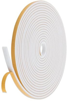 UZEXYO Draught Excluder Tape White Weatherstripping Foam Seal Strip for Door and Window Insulation Self Adhesive Gap Filler 6M 6mm 3mm