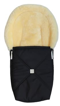 KAISER Emmy Lammfell-Fußsack für Babyschalen, 80 x 37 cm, Abnehmbares Oberteil mit 2-Wege-Reißverschluss (black)