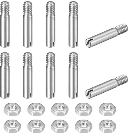 QUARKZMAN 10pcs Goupilles Cylindriques avec Écrou, M2x10mm Goujon Cylindrique Fendu Fileté Externe 304 Acier Inoxydable Industriel Mécanique Chevilles Support d'Étagère Tige Fixation Meubles