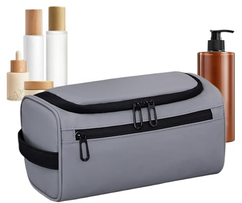 Borsa igienica compatta - Porta articoli da toilette da viaggio | custodia da bagno leggera con divisore rimovibile, organizer versatile con scomparti per shampoo e rasoio, kit da uomo essenz