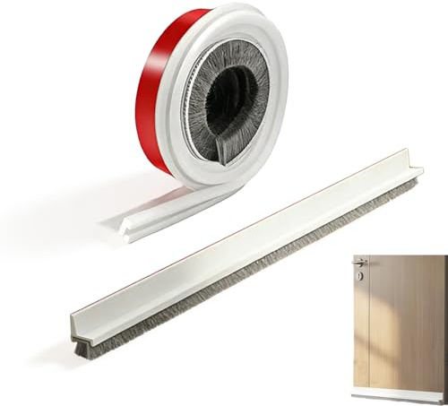 Zyrtkeriom Burletes para Puertas, 2 Piezas 100 Cm Cepillo Puerta Entrada Blanco, Aislante Adhesivo, Tira Sellante Cortable contra Insectos Y Polvo, Burlete Cepillado para Puerta