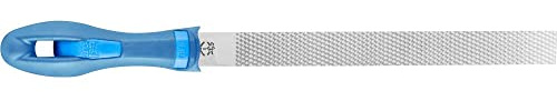 PFERD TOOLS Holzraspel Flachstumpf, 250mm, rechteckige, flachstumpfe Feile, unterschiedliche Hiebe auf Seiten und Kanten, inkl. Ergonomie-Feilenheft, 11231257 – speziell zum groben Zerspanen von Holz