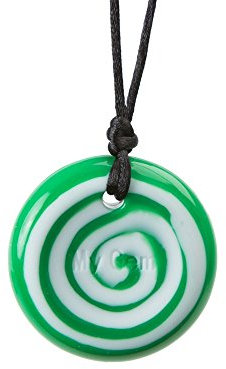 Chewigem - Super strapazierfähige Kaukette & Beruhigungshilfe zur Reduzierung von Angstzuständen und Verbesserung der Konzentration. Beruhigungshilfe bei sensorischen Verarbeitungsschwierigkeiten - Autismus - ADHS. Grüner & weißer Knopfanhänger mit Kordel. Perfekt für Kinder & Erwachsene mit oralen Motor- oder Angstbedürfnissen.