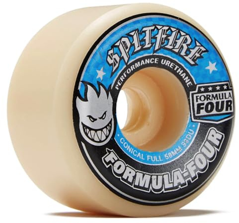 Spitfire Formula Four Skateboard-Räder, konisch, 58 mm, 99a, Weiß, 4 Stück