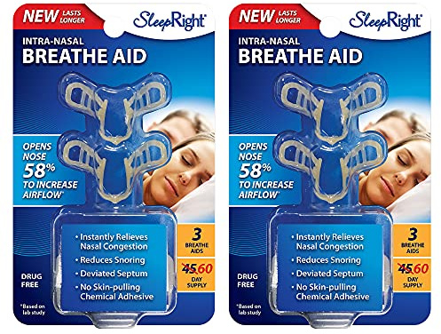 SleepRight Intra-Nasal Breathe Aids Breathing Aids for Sleep Nasal Dilator - 2 Pack (4 Pieces)