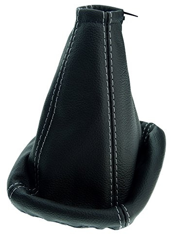 Schaltsack für Ford Mondeo MK3 - Bj. 2000-2003 - aus echtem Leder - Schwarz - weiß - Schaltmanschette - Manschette für Gangschaltung - Schalthebelmanschette für Schaltgetriebe - Echtleder - A0011-4