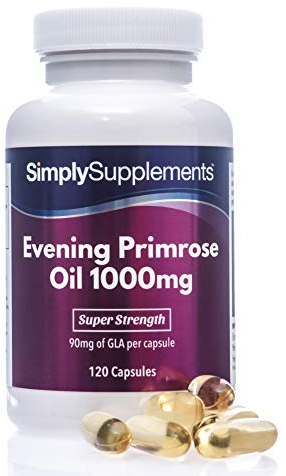 Nachtkerzenöl 1000mg Kapseln | Unterstützt das hormonelle Gleichgewicht & gesunde Haut | Mit zusätzlichen Vitaminen B6 & E | 120 Kapseln = 40 Tag Vorräte | Hergestellt in Großbritannien