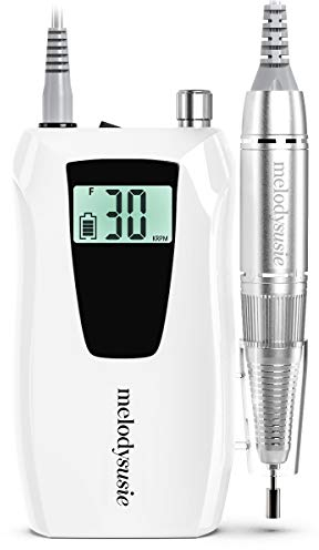 MelodySusie Professionell Nagelfräser, 30000 U/min Elektrische Nagelfeile Wiederaufladbar Tragbar Akku Maniküre Pediküre Maschine Fräser mit 6 Bits- Ideal für Studio/Salon