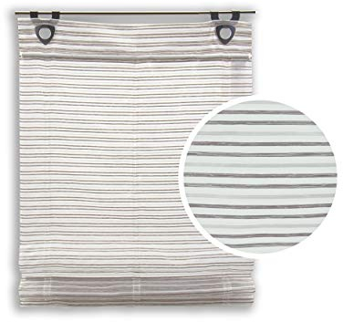 Raffrollo Bambusoptik | Taupe Creme | inkl. Haken | ohne Bohren | BxH 45/60/80/95x130cm | (BxH 80x130cm)