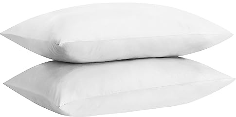 HOME ACE Non Iron Percale Standard Pillowcases 2 Pack White, 180 Thread Count 100% Poly Cotton Housewife Pillow Cases 50 x 75CM