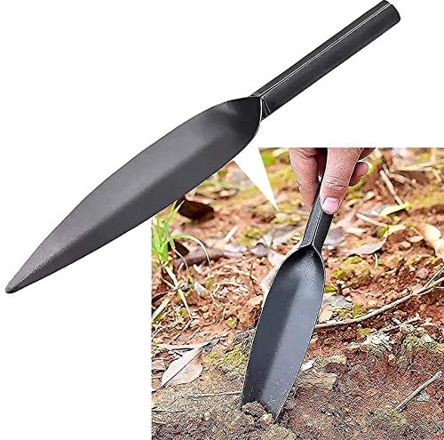 Willow Leaf-Shaped Garden Trowel Tool 12-inch Hand Shovel High-Carbon Steel Material One-Piece Forged Heavy Duty Manual Tool Potting Digging Transplanting Planting Weeding (Grey)