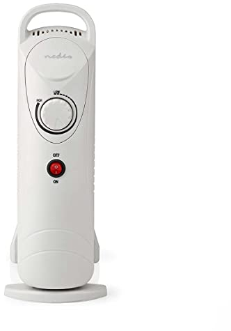 Nedis HTOI30WT5 - Radiatore ad olio portatile | 500 W | 5 fins | Termostato regolabile | 1 regolazione del calore | Bianco