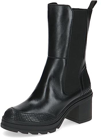 CAPRICE Damen Stiefeletten mit Absatz Airmotion aus Leder Blockabsatz Weite G, Schwarz (Black Comb), 39 EU
