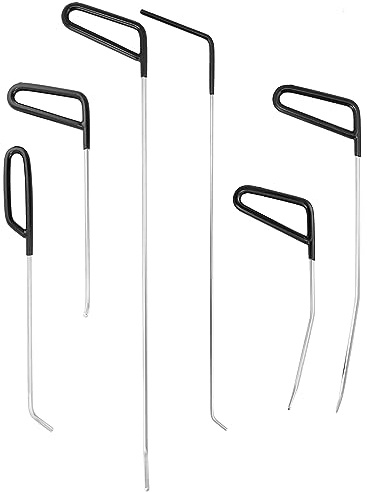 QWORK® Kit de debosselage carrosserie, Outil débosselage sans Peinture, kit de réparation de grêle, 6 Types de Barres de Fer de débosselage