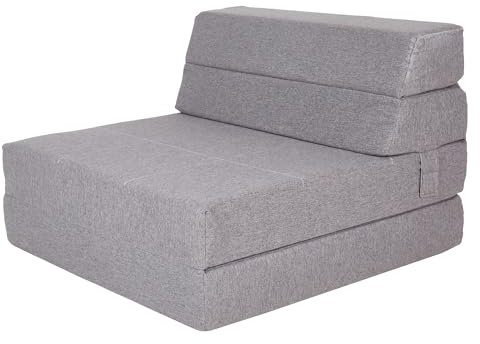 Single Cube Tri-fold Zbed Folding Portable Mattress – Lightweight & Compact Foldable Bed for Living Room, Travel & Sleepovers – Washable Cover, High-Density Foam Support