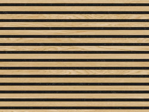 HPFloor Akustik Wandpaneele | MDF Lamellen mit Eichenfurnier | auf Trägerplatte | Wandverkleidung zur Schalldämmung & Schallschut | 240 x 60 cm | 21 mm stark | Filz schwarz | Oiled Oak