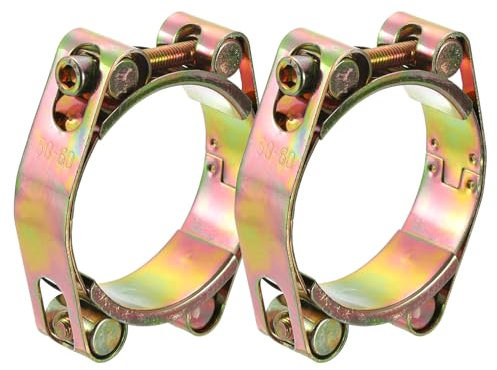 QUARKZMAN 2Pcs Abrazaderas de Manguera T-Bolt, Rango de Diámetro Interior de 50-60Mm/1.97-2.36, Abrazadera de Manguera de Radiador de Acero al Carbono para Escape de Camión