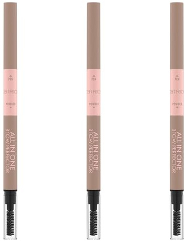 Catrice All In One Brow Perfector, Augenbrauenstift, Nr. 010, Braun, langanhaltend, abdeckend, definierend, vegan, ohne Mikroplastikpartikel, Nanopartikel frei, ohne Parfüm, 3er Pack (3x0.4g)