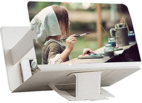 8 Zoll 3D-Telefon-Bildschirmlupe Stereoskopische Verstärkung Desktop Faltbare Lederhalterung Handyhalter Tablet-Halter (Farbe: Weiß) Stern des Lichts