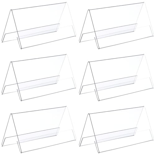 IMIKEYA 6 Stück Acryl Tisch Namensschilder 12x6 cm Transparente Kunststoff Tischnamensschild Namensschilder Doppelseitige Tischaufsteller für Namensschild und Preisschild