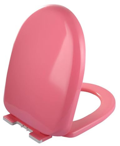 Dazzluxe Sicherer PP-Toilettensitz, U-Förmige Toilettensitze Mit Soft-Close-Deckel, Schnellverschlussscharnier, Leiser Nicht Zuschlagender Toilettendeckel, Tragfähigkeit 180 Kg,Rosa