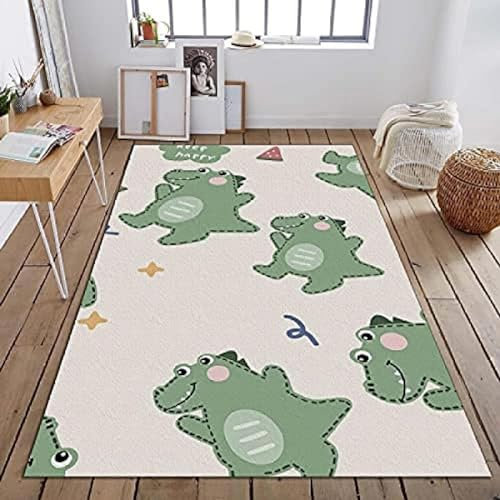 3D Cartoon Grüner Kleiner Dinosaurier 80 X 120 cm Kinder Jugendliche Jungen Teppich Schlafzimmer Dekoration Kinderzimmer Wohnzimmer, Krabbelmatte Modern Weichem Flanell Kinderteppiche -3A5Q3P7