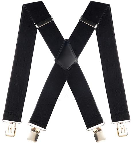 Hosenträger für Herren 3.5cm Breit X-Form Extra Stark mit 4 Metall Clips
