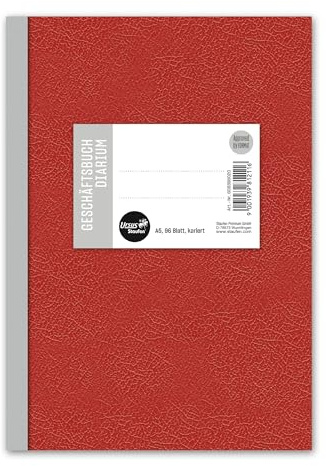 Staufen Style Livre de comptes Diarium - 5 livres de 96 feuilles chacun, DIN A5, 70 g/m², quadrillé (9mm), rouge