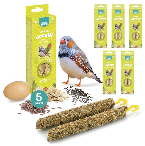 Best Friend - Snack Naturali Cotti al Forno per Uccelli Ornamentali. Gustosi stick per gli uccelli, ricchi di vitamine con legno di betulla per denti sani | Uova, 5 Pack x 85g