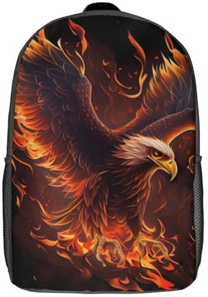 GQmoney Rucksack mit Adler-, Vogel-, Tier- und Feuer-Motiv, 3D-Druck, Kindertasche, Grundschüler, Tagesrucksack, leichte Schultasche für Kinder, Mädchen, Jungen, Kindergarten, Lunchpaket, 43,2 cm