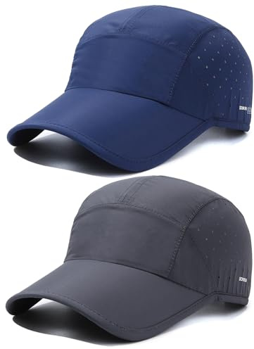 TAGVO 2 Paquetes de Gorra de béisbol de Secado Rápido para Hombre Mujere, Transpirable Malla Grande Plegable Ligero Protección Solar Deporte Correr Gorras Sombrero, Casual Unisex Baseball Cap