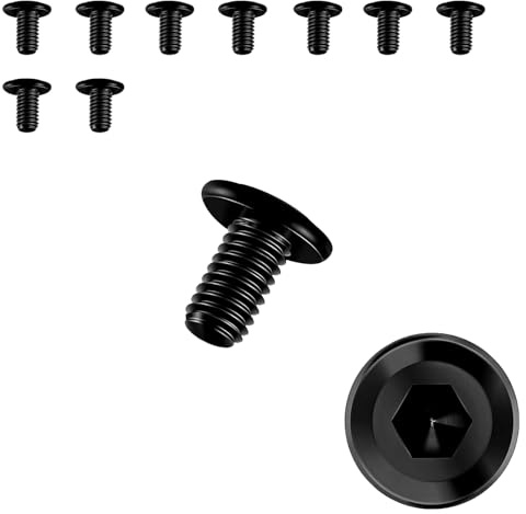 10 Piezas Tornillos M4 × 10,Tornillos Cabeza Plana,Tornillos Negros,Tornillos Hexagonal,Acero Inoxidable A2 V2A,Rosca Completa(M4 x 10)