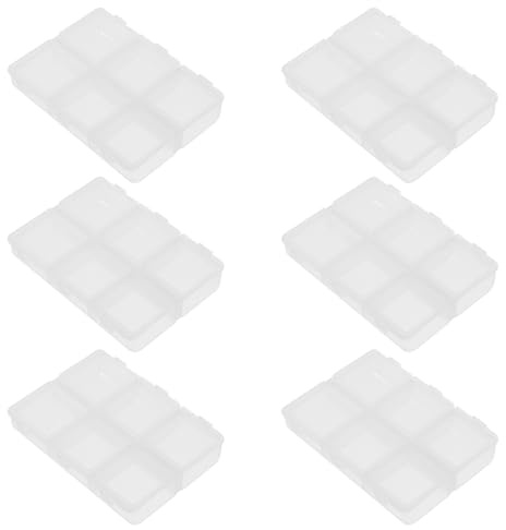 DEARMAMY 6 Scomparti Contenitori Medicinali Trasparenti con Coperchio Braille Resistente Agli Urti Organizer Portatile per Casa Viaggio Scuola e Ufficio Custodia per Pillole e Gomme da