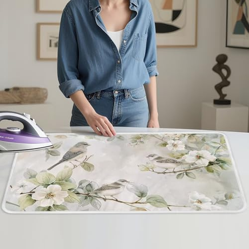 PJHEQOXE Ironing Mat Hummingbird Floral Print Portable Ironing Pad Ironing Blanket for Table Top Heat Resistance Foldable Lightweight Travel Small Mat 31.5 x 19.7 Inch
