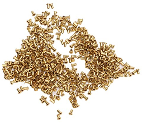 Riuulity 500 Remaches Huecos de Latón con Ojales con Mano de Obra Fina para Bolsos y Bolsas de Viaje, 500 Unidades por Paquete (1,7x3,5x2,8 mm)