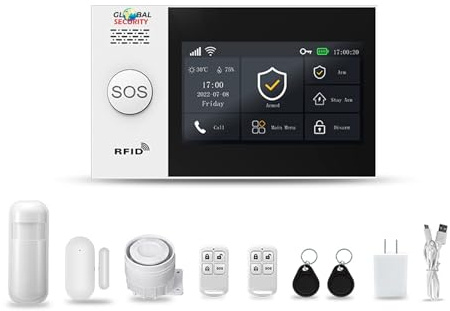 Tuya - Sistema de alarma para casa, WiFi 4G, kit antirrobo inalámbrico 433 MHz con sensores PIR, contacto puerta/ventana, sirena y mandos a distancia, control por aplicación, notificaciones SMS y