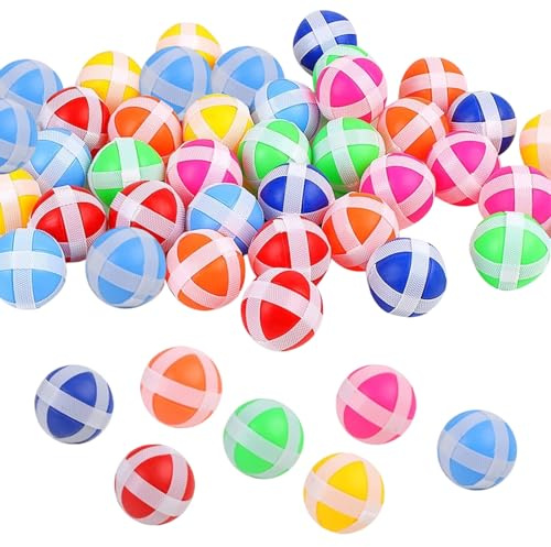 FIQLUL 30 Pezzi Palle Adesive per Tiro al Bersaglio Bambini, Palline in Colorate per Bersaglio Freccette, Gioco Sicuro Indoor e Outdoor per Ragazzi e Ragazze, Ricambio Freccette Morbide