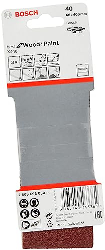 Bosch 3X PRO Paint on Wood and Hardwood X440 Sanding Belt for Sanders (for Paint on Wood, Hardwood, 60 x 400 mm, Grit 40, Professional Accessory Belt Sander)
