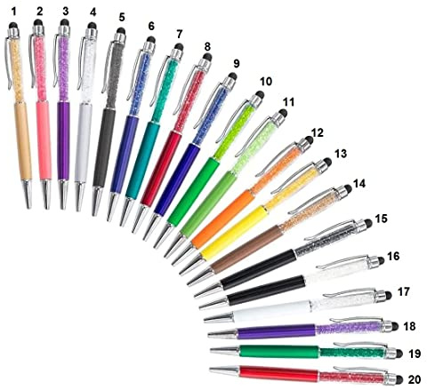 itronik (1 Stück) 2in1 Stylus Diamond Pen Soft Touch Eingabestift mit integriertem Kugelschreiber in brillantem Design für alle Smartphones und Tablets mit Touchscreen (1x Farbauswahl)