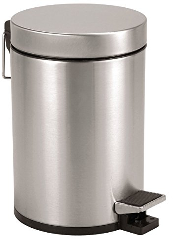 axentia Pattumiera a pedale in acciaio inox spazzolato opaco, cestino rotondo bagno, cucina, con coperchio e inserto in plastica, ca. 3 l, argento/nero