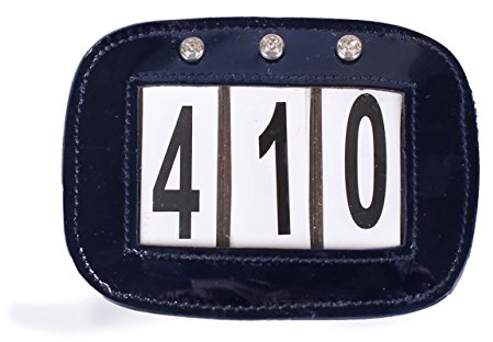 QHP Paar Nummernhalter Turnier Startnummern mit Strass wechselbare Zahlen (Navy)