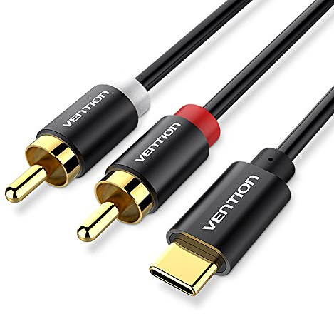 VENTION USB C to 2 RCA Audio Cable 5ft/1.5M, Type-C to RCA Male to Male Y RCA Splitter, 2RCA Jack USB-C Audio Cable for Phone, Tablet, Home Theater, DVD, Amplifier, Speaker, Car Stereo.