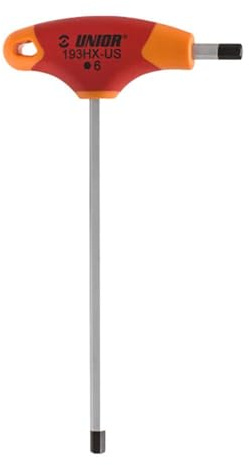 Unior Hex T-Handle Screwdriver, Metric, 4mm, Red/Orange