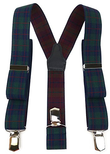 TigerTie Unisex Hosenträger in Y-Form mit 3 extra starken Clips - Farbe in kariert - hochwertige Verarbeitung - Breite 35 mm