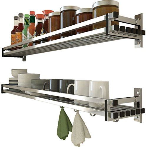Hestiyaa Besteckkasten Gewürzregal Edelstahl Gewürzregale aus Metall Für Gewürze als Küchenablage Schrankeinsatz Organizer 40cm
