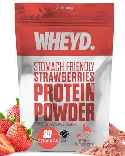 WHEYD Hydrolysed Whey Protein Isolate - Grass-Fed, Low Calorie Whey Protein Powder - Made from Premium Irish Dairy, Low Lactose, No Digestive Issues - 720g, 30 x 24g Servings, Strawberries & Cream