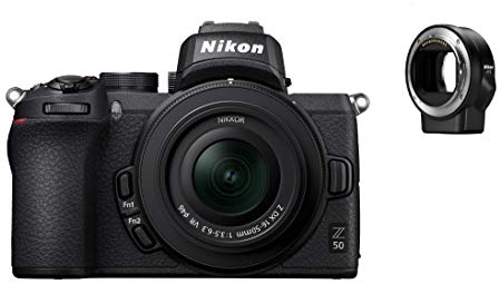 Nikon Z 50 Spiegellose Kamera im DX-Format mit Nikon 16-50mm 1:3,5-6,3 VR und FTZ-Adapter (20,9 MP, OLED-Sucher 2,36 Mill. Bildpunkten, 11 Bilder pro Sek., Hybrid-AF mit Fokus-Assistent, 4K UHD Video)