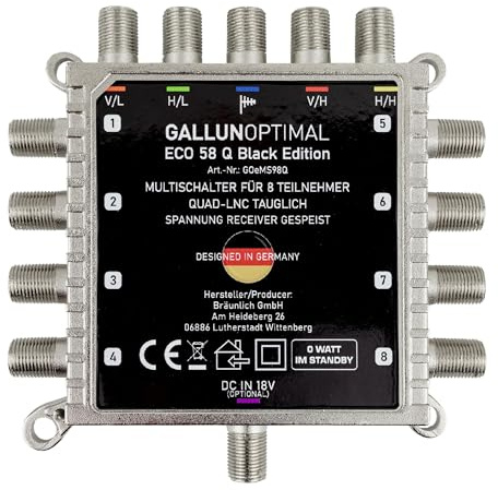GALLUNOPTIMAL ECO Multischalter-SAT 5/8 für 8 Teilnehmer/Quattro & Quad-LNB fähig/Digital, HDTV, FullHD, 4K, UHD tauglich