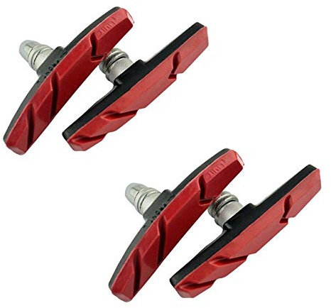 YFCTLM Bike Bremsbeläge 2ST Durable Fahrrad Radfahren Bike V Brake-Halter Pads Schuhe Blocks Black Rubber Fahrradbremse Fahrradzubehör (Color : Rot)